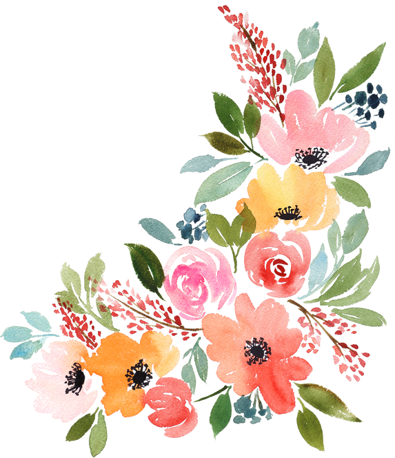 Watercolor Spring Decorative Flowers